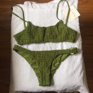 Forest Green Smocked Bikini Set BRAND NEW